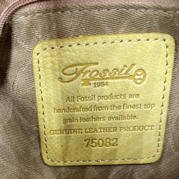 VINTAGE FOSSIL YELLOW PEBBLES LEATHER SHOULDER STRAP WITH SILVERTONE HARDWARE - Picture 5 of 8